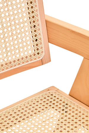 Cebu Natural Cane and Beech Wood Dining Chair – angle view