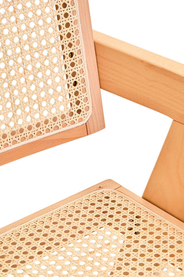 Cebu Natural Cane and Beech Wood Dining Chair – angle view