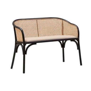 Cebu Natural Cane Bench with Black Beech Wood Frame