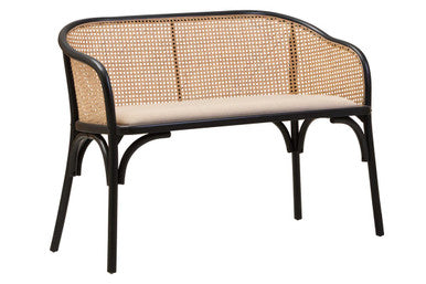 Cebu Natural Cane Bench with Black Beech Wood Frame – detail