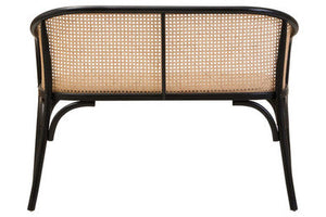 Cebu Natural Cane Bench with Black Beech Wood Frame – close-up