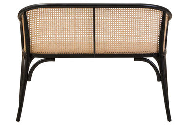 Cebu Natural Cane Bench with Black Beech Wood Frame – close-up