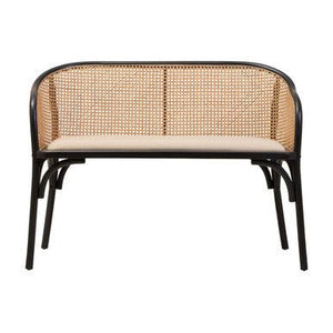 Cebu Natural Cane Bench with Black Beech Wood Frame