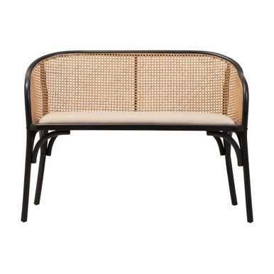 Cebu Natural Cane Bench with Black Beech Wood Frame