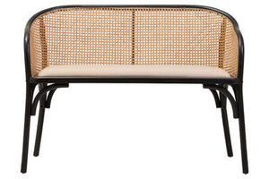 Cebu Natural Cane Bench with Black Beech Wood Frame – side view