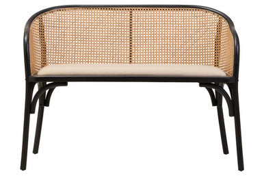 Cebu Natural Cane Bench with Black Beech Wood Frame – side view
