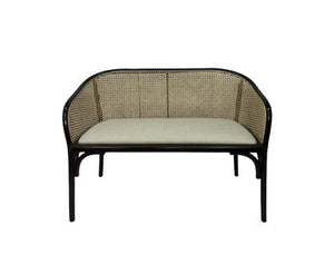 Cebu Natural Cane Bench with Black Beech Wood Frame – in room setting