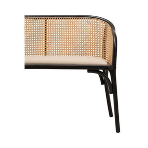Cebu Natural Cane Bench with Black Beech Wood Frame