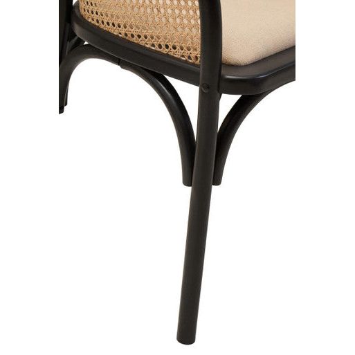 Cebu Natural Cane Bench with Black Beech Wood Frame