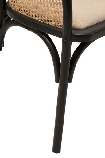 Cebu Natural Cane Bench with Black Beech Wood Frame – detail 2