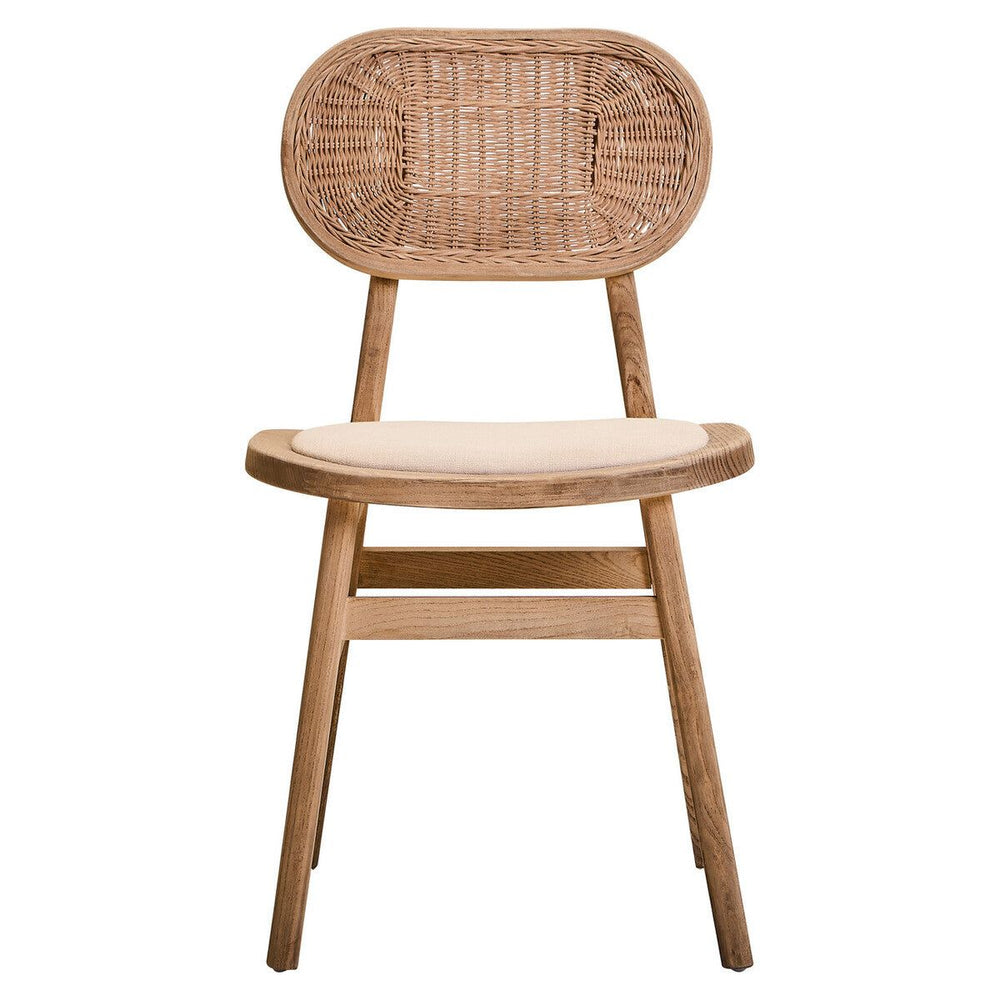 Cebu Beige Fabric and Grey Wash Elm Wood Dining Chair