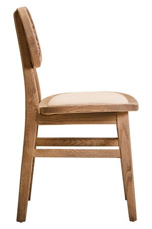 Cebu Grey Wash Wood and Rattan Dining Chair with Beige Seat – dimensions