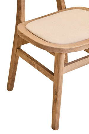 Cebu Grey Wash Wood and Rattan Dining Chair with Beige Seat – angle view