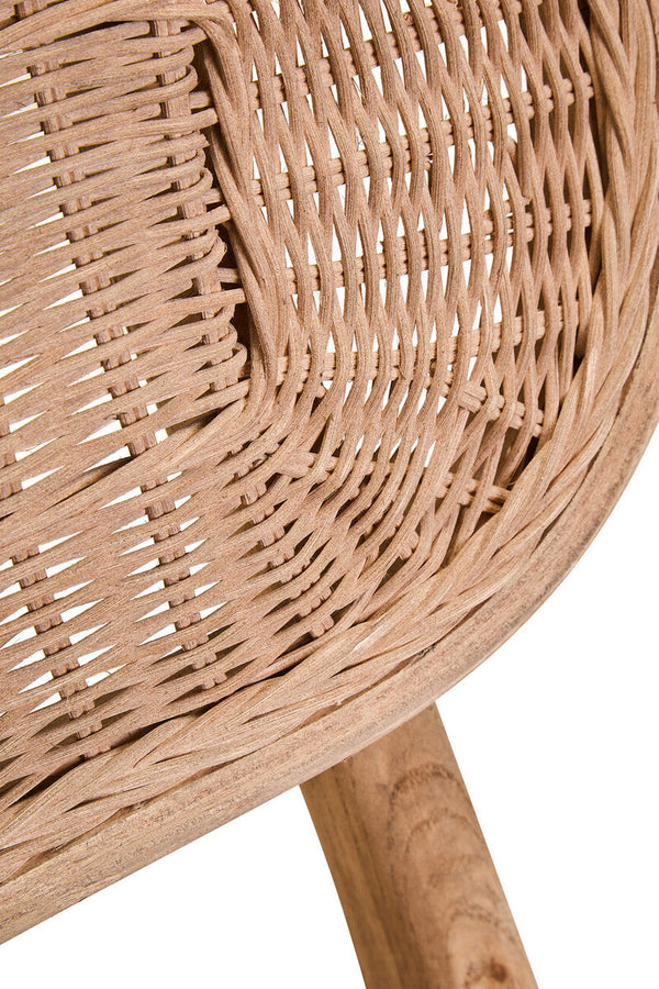 Cebu Grey Wash Wood and Rattan Dining Chair with Beige Seat – side view 2