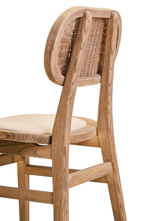 Cebu Grey Wash Wood and Rattan Dining Chair with Beige Seat – in room setting 2