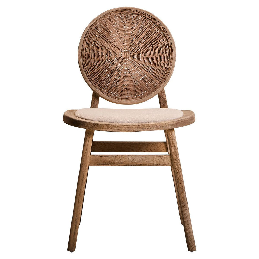 Cebu Beige Fabric and White Wash Elm Wood Dining Chair