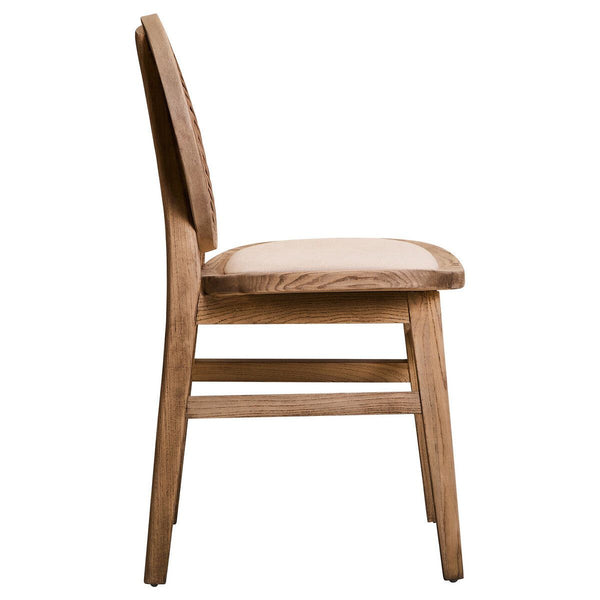Cebu Beige Fabric and White Wash Elm Wood Dining Chair