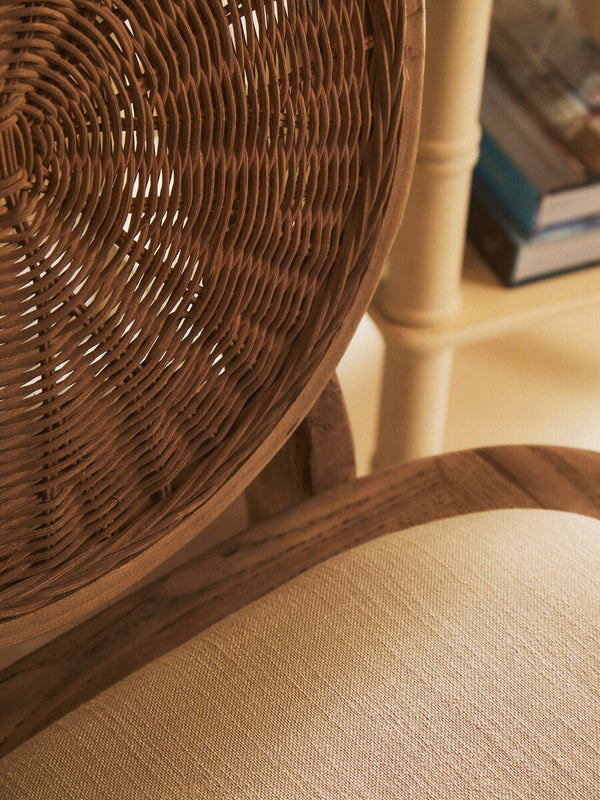Cebu White Wash Wood and Round Rattan Dining Chair with Beige Seat – dimensions 2