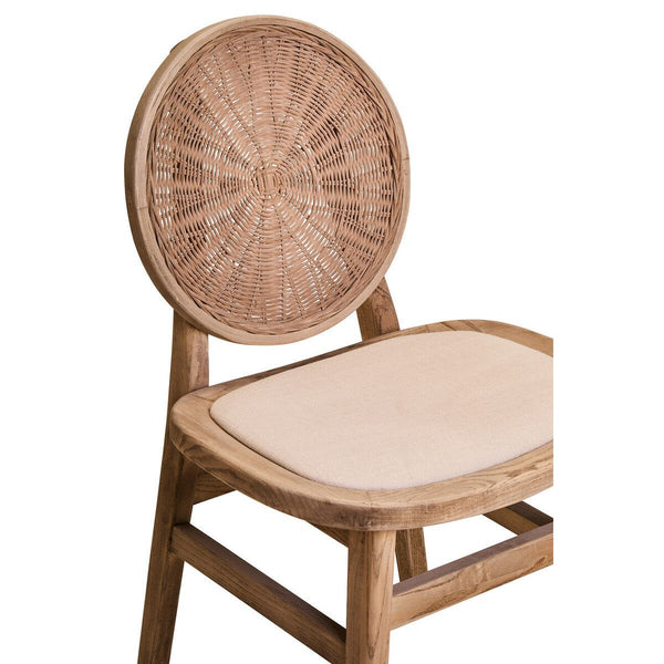 Cebu Beige Fabric and White Wash Elm Wood Dining Chair