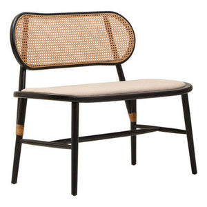 Cebu Black Wood Bench with Rattan Backrest – detail