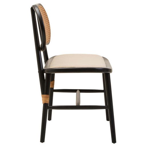 Cebu Natural Cane Bench with Black Elm Wood Frame