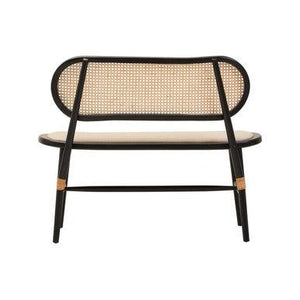 Cebu Natural Cane Bench with Black Elm Wood Frame