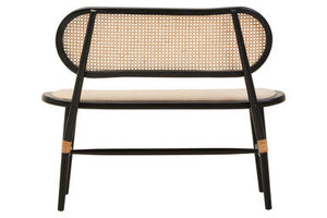 Cebu Black Wood Bench with Rattan Backrest – dimensions
