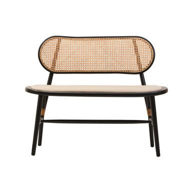 Cebu Natural Cane Bench with Black Elm Wood Frame