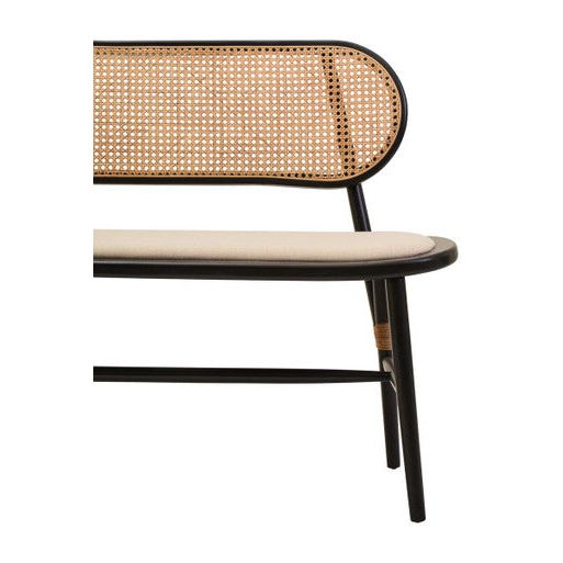 Cebu Natural Cane Bench with Black Elm Wood Frame