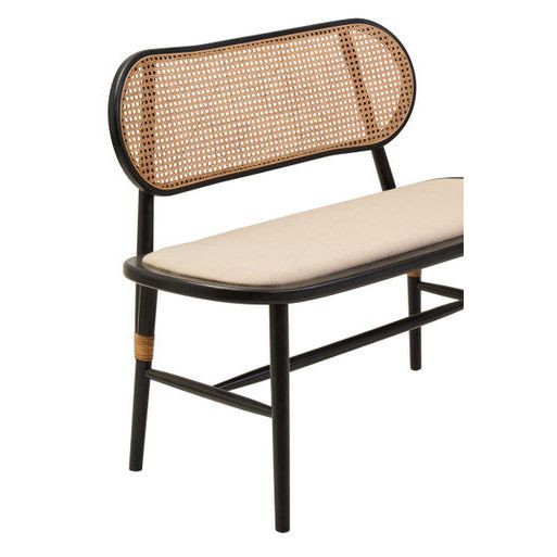 Cebu Natural Cane Bench with Black Elm Wood Frame