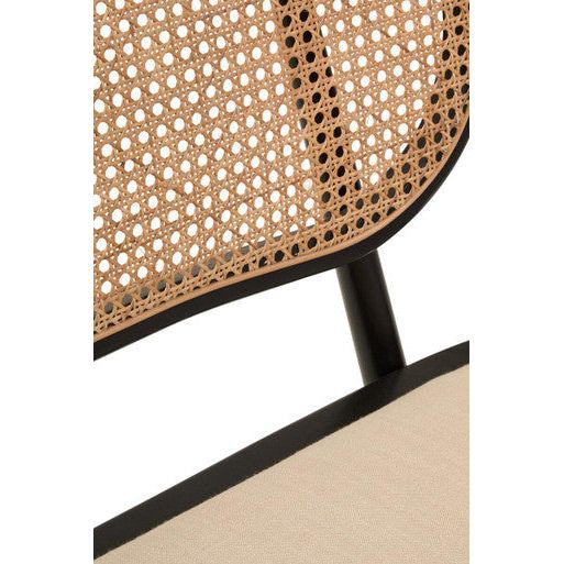 Cebu Natural Cane Bench with Black Elm Wood Frame