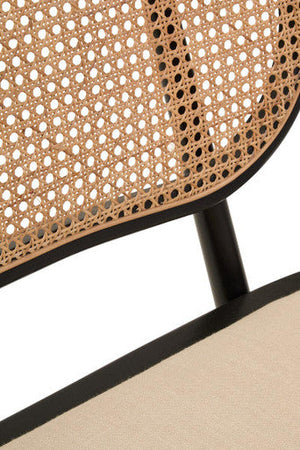 Cebu Black Wood Bench with Rattan Backrest – angle view