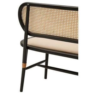 Cebu Natural Cane Bench with Black Elm Wood Frame