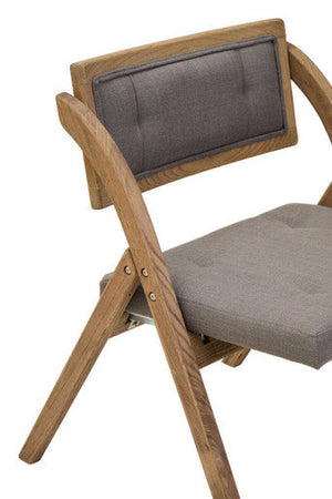 Cebu Grey Wash Wood Folding Chair with Fabric Seat – angle view