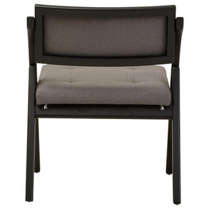 Cebu Black Wood Folding Chair with Grey Fabric Seat – back view