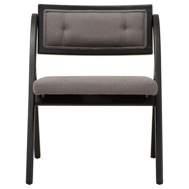 Cebu Black Wood Folding Chair with Grey Fabric Seat