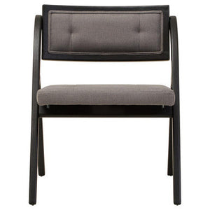Cebu Black Wood Folding Chair with Grey Fabric Seat – side view