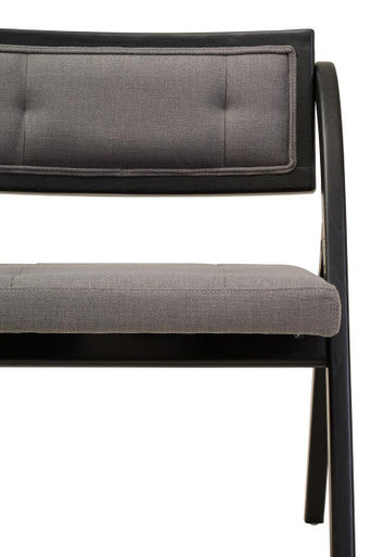 Cebu Black Wood Folding Chair with Grey Fabric Seat – angle view
