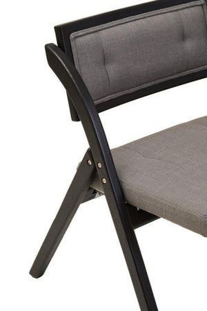 Cebu Black Wood Folding Chair with Grey Fabric Seat – side view 2