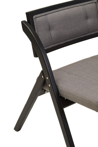 Cebu Black Wood Folding Chair with Grey Fabric Seat – side view 2