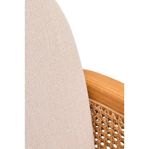 Cebu Ivory Fabric and Cane Chair with Elm Wood Legs