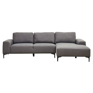 Toulon 3 Seat Grey Fabric Right Chaise Sofa