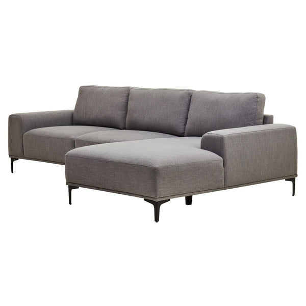 Toulon 3 Seat Grey Fabric Right Chaise Sofa