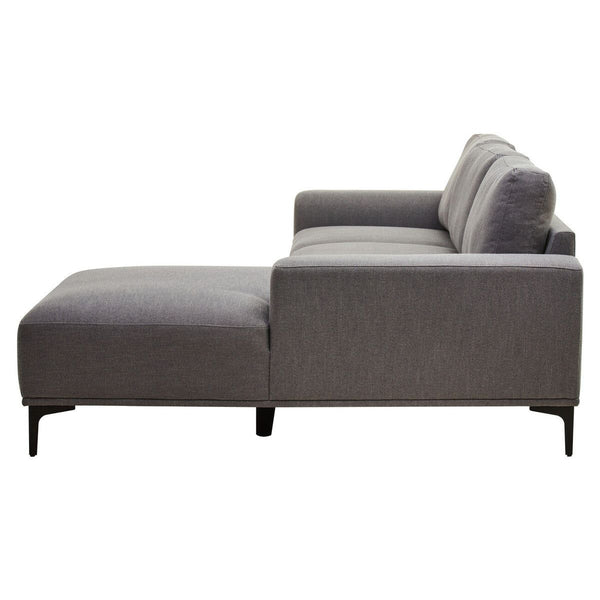 Toulon 3 Seat Grey Fabric Right Chaise Sofa
