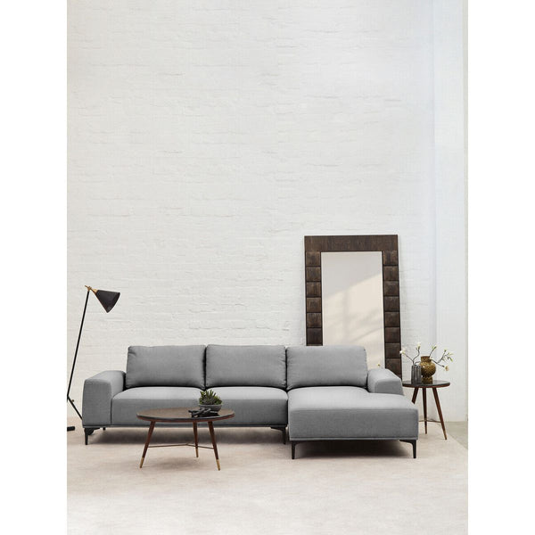 Toulon 3 Seat Grey Fabric Right Chaise Sofa