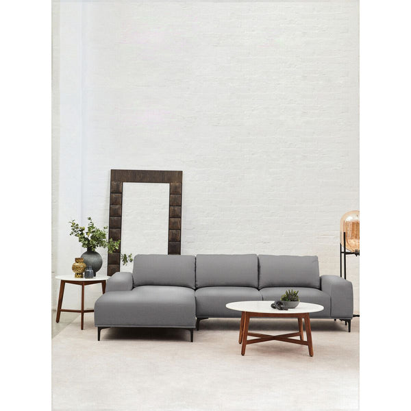 Toulon 3 Seat Grey Fabric Right Chaise Sofa
