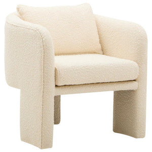 Ozzero Ivory Boucle Fabric Curved Armchair – in room setting