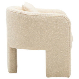 Ozzero Ivory Boucle Fabric Curved Armchair – back view
