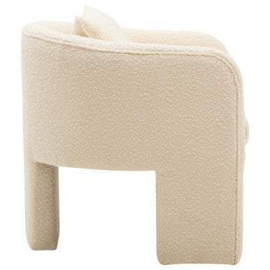 Ozzero Ivory Boucle Fabric Curved Armchair – back view