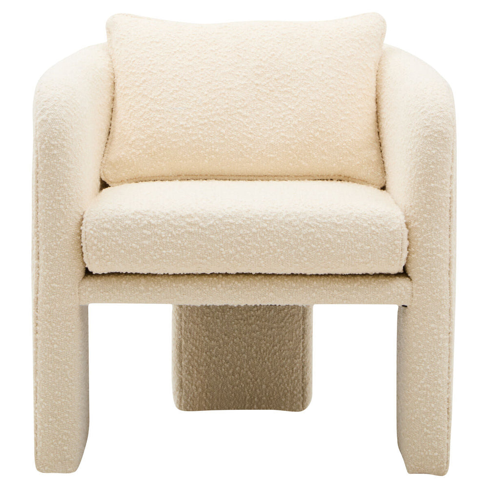 Ozzero Ivory Boucle Fabric Curved Armchair